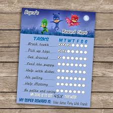 Pj Masks Reward Chore Behaviour Chart Diy By Poppypartyprint