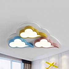 How i light my gaming room! Metal Cloud Led Ceiling Lamp 3 Heads Macaron Loft Flush Ceiling Light With Warm White Lighting For Game Room Beautifulhalo Com