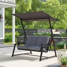 Patio swings with canopies are freestanding, so that you can move them from the yard to the front porch to the pool deck. Andover Mills Marquette Glider Porch Swing With Stand Reviews Wayfair