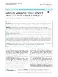 Pdf Goleman S Leadership Styles At Different Hierarchical Levels In Medical Education