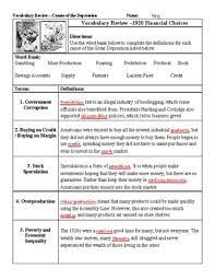 Which action most contributed to an international economic crisis during the early years of the great depression? Causes Of The Great Depression Vocabulary Review By Elizabeth Fortune
