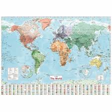 World Map Wall Sticker 100x70cm Large Poster Country Flags Chart Home Decoration