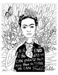 236x305 free coloring page of frida kahlo painting. Frida Kahlo Coloring Book Page Black And White Lineart Etsy