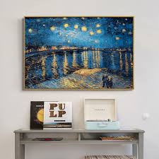 Vincent willem van gogh (dutch: Puisi Elegan Berbintang Malam Di Sungai Rhone Oleh Vincent Van Gogh Seniman Terkenal Seni Cetak Poster Gambar Dinding Lukisan Kanvas Buy Kanvas Dinding Seni Untuk Ruang Tamu Kamar Lukisan Kanvas Dinding Seni