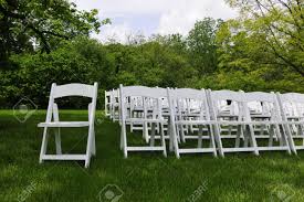 Shop wayfair for all the best white outdoor chaise & lounge chairs. Rows Of White Folding Chairs From An Outdoor Wedding Stock Photo Picture And Royalty Free Image Image 3604262