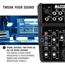 The alto zmx 52 mixer board is a 5 input device for connecting multiple devices / inputs into your computer of choice which could be either a mac or this mixer is connected to my mac via rca red and white cables with the audio in coming from my mac headphone port and audio out coming from. Alto Professional 5 5 Channel 2 Bus Zmx52 Pricepulse