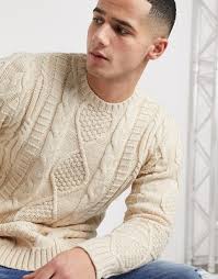 Nwt $110 designer white super soft alpaca wool knit crew neck jumper by asos. Asos Design Heavyweight Cable Knit Jumper In Oatmeal Asos