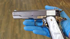 Custom Black And Gold 1911 Pin On Fire Arm Engraving Design