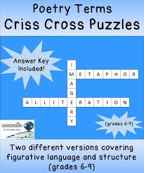 Poetry Terms Crossword Puzzles Poetry Terms Poetry Ideas Teaching Figurative Language