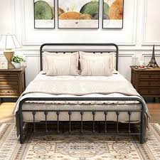 Headboard and footboard giving additional protection. Homekb07vjfxqfn Dumee Black Metal Bed Frame Queen Size With Headboard And Footboard Metal Platform Slats Supporttex
