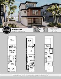 Modern Narrow House Plan View Park Narrow House Plans Beach House Plans Narrow House