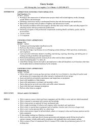 construction apprentice resume samples