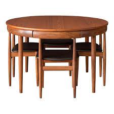 Vintage Danish Hans Olsen Teak Round Dining Table And Chair Set Compact Dining Table Round Dining Table Sets Round Dining Table