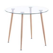 Set a chic table for breakfast, lunch, dinner or cocktail hour with modern tableware and place settings. Goldfan Modern Glass Round Dining Table Kitchen Tables With Wood Style Metal Legs For Dining Room Office 90cm Buy Online In Antigua And Barbuda At Antigua Desertcart Com Productid 157784897
