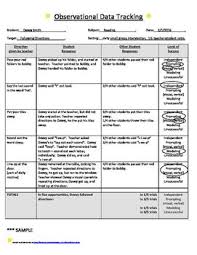 Behavior Tracking Data Collection Sheets Teacher Observation Data Collection Sheets Special Education