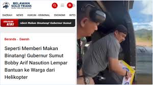 Lempar Bantuan ke Korban Banjir dari Atas Helikopter, Bobby Nasution Dikritik Pedas Netizen