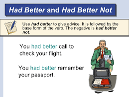 Had better + (not) 'bare (without 'to') infinitive. Advice Should Shouldn T Ought To Had Better And Had Better Not