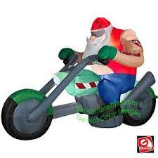 7 Santa On Motorcycle Motorcycle Christmas Inflatable Santa Christmas Yard Decorations
