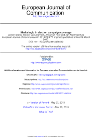 Pdf Media Logic In Election Campaign Coverage