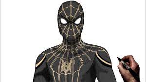 How To Draw Spiderman (Black & Gold Suit) | Step By Step | No Way Home -  Youtube