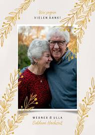 Danksagungskarte zur hochzeit hauch von gold mit relieflack veredelt. Danksagungskarte Goldene Hochzeit Foto Zweige In 2020 Goldene Hochzeit Hochzeit Danksagungskarten