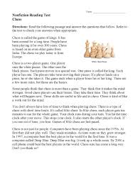 Multiple choice questions, identifying information, identifying writer's views/claims, matching information, matching headings, matching features, matching sentence endings, sentence completion, summary completion, note completion. Chess Nonfiction Reading Activity