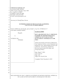 DECLARATION OF LISA T. OMOTO IN SUPPORT OF MOTION FOR FINAL APPROVAL OF  CLASS ACTION SETTLEMENT AND REQUEST FOR FEES 1 2 3 4 5 6