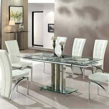 Rihanna Extending Clear Glass Dining Table With Chrome Supports It Consists Of All Clear Glass 3 Chr Glass Dining Table Dining Table Glass Dining Table Decor
