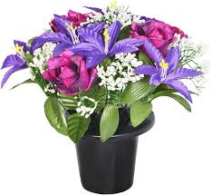 Found inside a large locked chest on top of st. 25cm Artificial Purple Lily Rose Grave Flower Pot Vase Insert Memorial Amazon Co Uk Home Kitchen