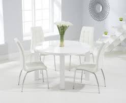 Atlanta 120cm Round White High Gloss Dining Table With Calgary Chairs Circle Dining Table Glass Dining Table Glass Round Dining Table