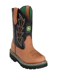 John Deere Johnny Popper Western Boots Boys Kids John Deere Cowboy Tan Jd2190 Walmart Com