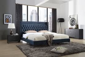 Add style and storage to your bedroom with the furniture.agency arco 6 drawer dresser. Modrest Wales Modern Blue Fabric Bed