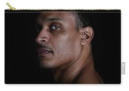 Portrait Of A Man On A Black Background Zip Pouch by Michael Duva