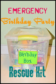 Birthday Party In A Box For Adults Emergency Birthday Box Contains All The Leftovers From Every Party Love This Idea Birthday Box Birthday Party Box Party In A Box