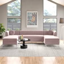 132 Velvet Symmetrical Modular Sofa Chaise In 2020 Large Sectional Sofa Modern Sectional Modern Sofa Sectional