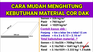 Cara menghitung besi dak beton. Cara Menghitung Kebutuhan Material Cor Dak Youtube