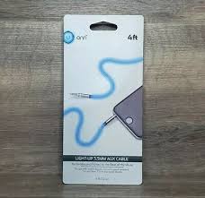 New Onn 4ft Light Up 3 5mm Aux Cable Car Home Auxiliary Pulses To Beat 681131230568 Ebay