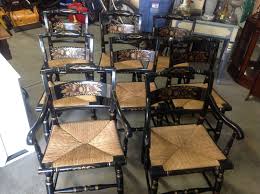 Set Of 8 Fabulous Hitchcock Dining Chairs 6 Side 2 Arm Chairs C 1940 S Antique Chairs Chair Dining Chairs