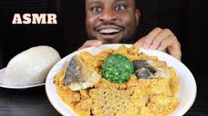 Mukbang Asmr Beef Belly,Chaki,Veins,Fried Fish Egusi Soup & Pounded  Yam/Nigeria Food mukbang