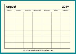 Blank August 2019 Calendar Https Www 2019calendarprintabletemplate Com Blank Calendar 2019 Html