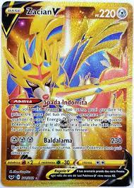 Zacian is a fairy/steel type pokémon introduced in generation 8.it is known as the warrior pokémon. Pokemon Zacian V 211 202 Gold Rara Segreta Holo Spada E Scudo All Pokemon Cards Pokemon Cards Legendary Pokemon