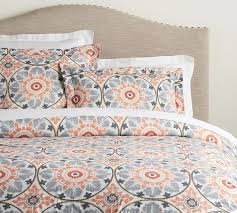 Sham features an envelope closure. Multi Veronica Organic Percale Patterned Duvet Cover Sham Pottery Barn