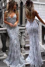 Spaghetti Straps V Neck Mermaid Sparkly Tulle Evening Dress Long Prom Gowns N476 Mermaid Prom Dresses Grey Prom Dress Backless Prom Dresses