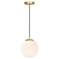 Light Society Zeno 1 Light Milk Brass Globe Pendant With Glass Shade Ls C175 Bb Wh The Home Depot In 2020 Globe Pendant Glass Shades Glass Pendant Light