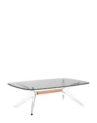 This table was made of 4 black metal bases with rubber ball ends and a rectangular glass top. Kartell Blast Coffee Table Philippe Starck Panik Design