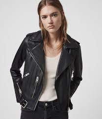 Allsaints Us Womens Balfern Leather Biker Jacket Black Leather Jackets Women Casual Leather Jacket Outfit Best Leather Jackets