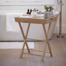 Rustic wooden serving trays with handle set of 3 nesting trays for breakfast coffee table butler light paulownia. Oak Hambledon Butlers Tray Table Side Tables For The Garden The Farthing