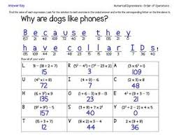 Order Of Operations Joke Riddle Worksheet Order Of Operations Math Manipulatives Numerical Expression