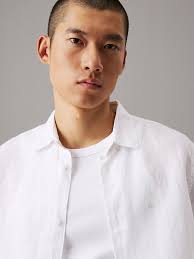 Chemise à rayures en coton et lin Calvin Klein®