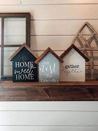 Farmhouse Home Decor Mini Wood Houses Wooden Home Sign Etsy House In The Woods Wood Signs For Home Wood Home Decor